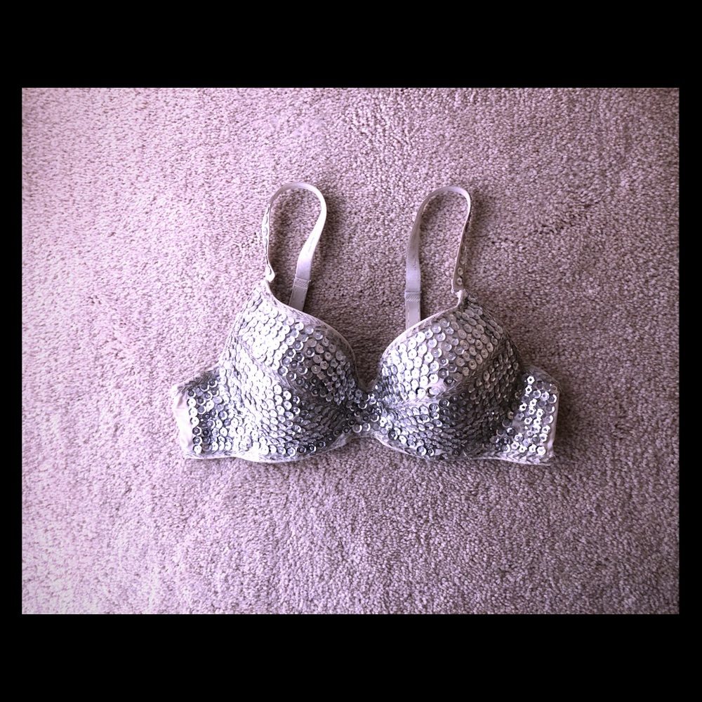 White sequin bra